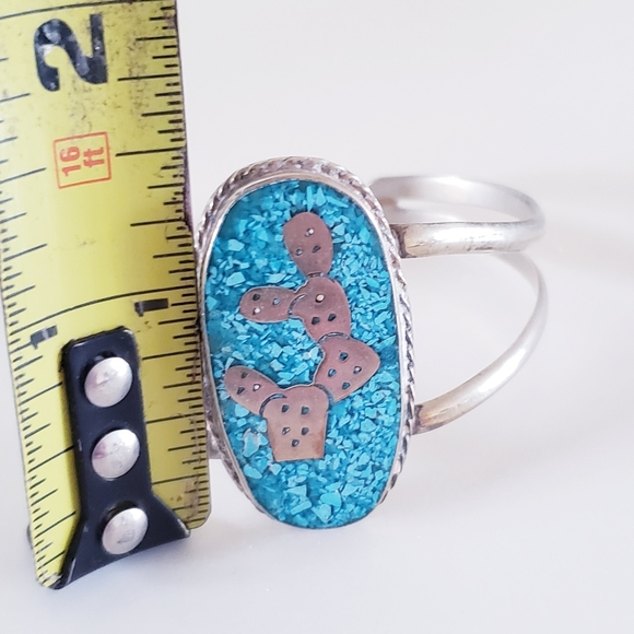 Vintage Navajo Alpaca Mexico & Turquoise Cuff Bangle - Picture 9 of 11